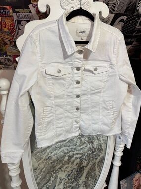 Angels White Cropped Jean Jacket